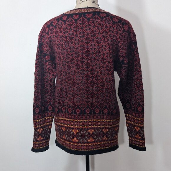 Christiania Sweaters Red Black Orsta Pure New Wool Nordic Cardigan Sweater L - Picture 6 of 12